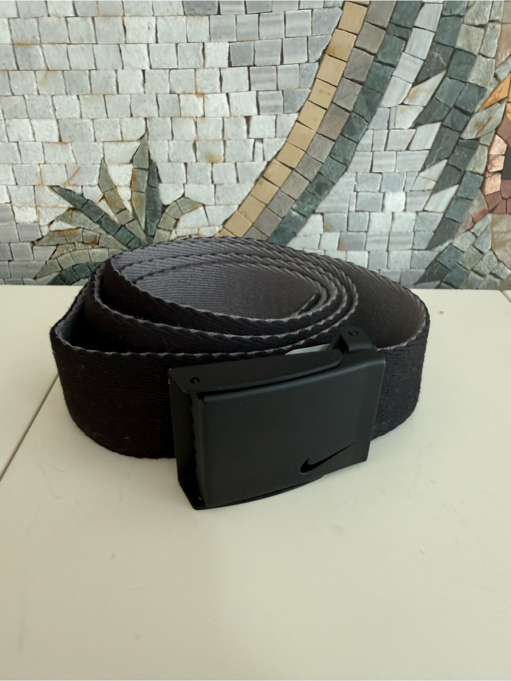 Nike Black Webbed Belt with Matte Logo Buckle